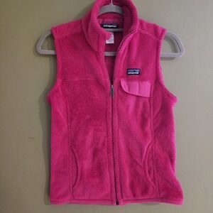 Patagonia Gilet Womens XS Hot Pink Polartec Sherpa Fleece Bodywarmer Vest Jacket